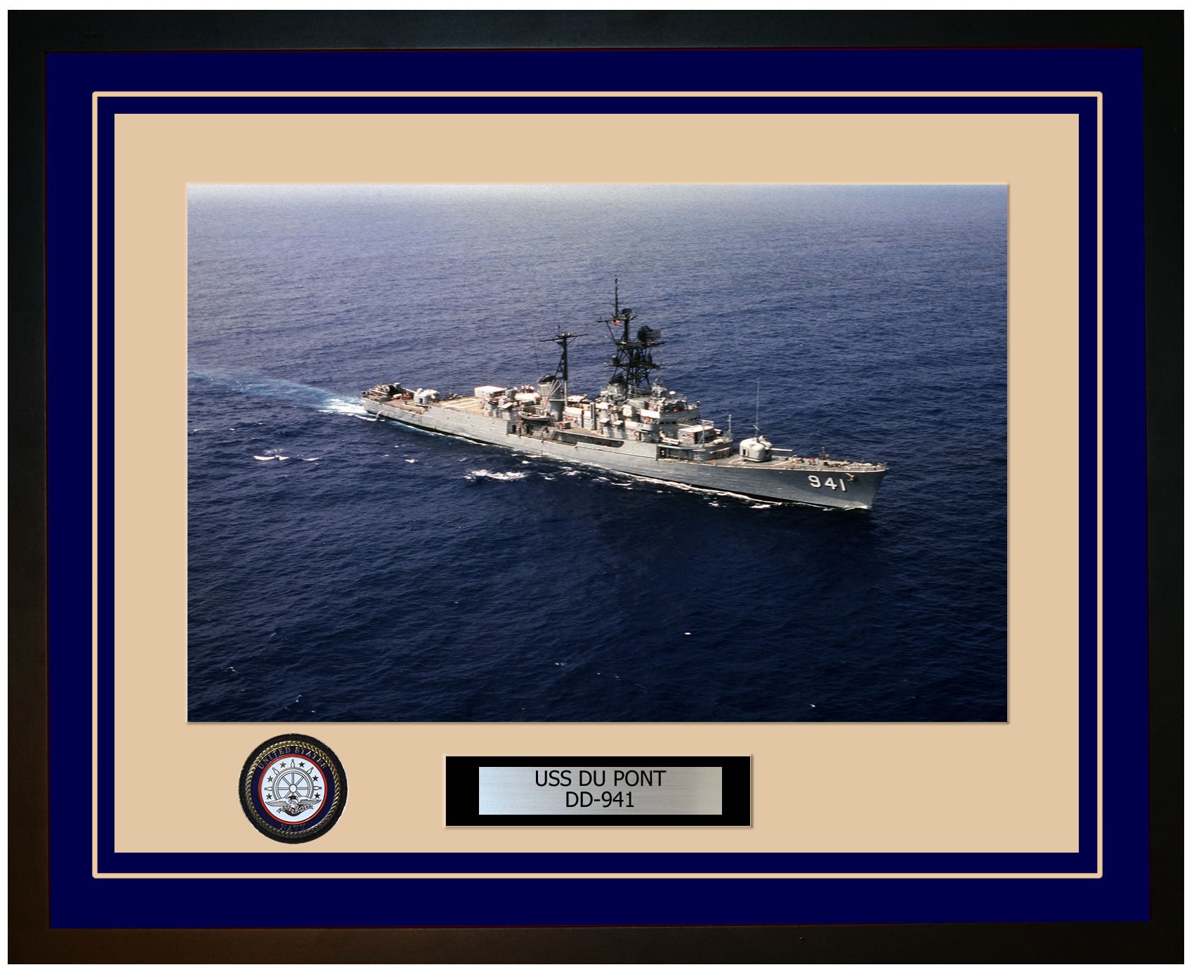 USS DU PONT DD-941 Framed Navy Ship Photo Blue