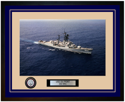 USS DU PONT DD-941 Framed Navy Ship Photo Blue