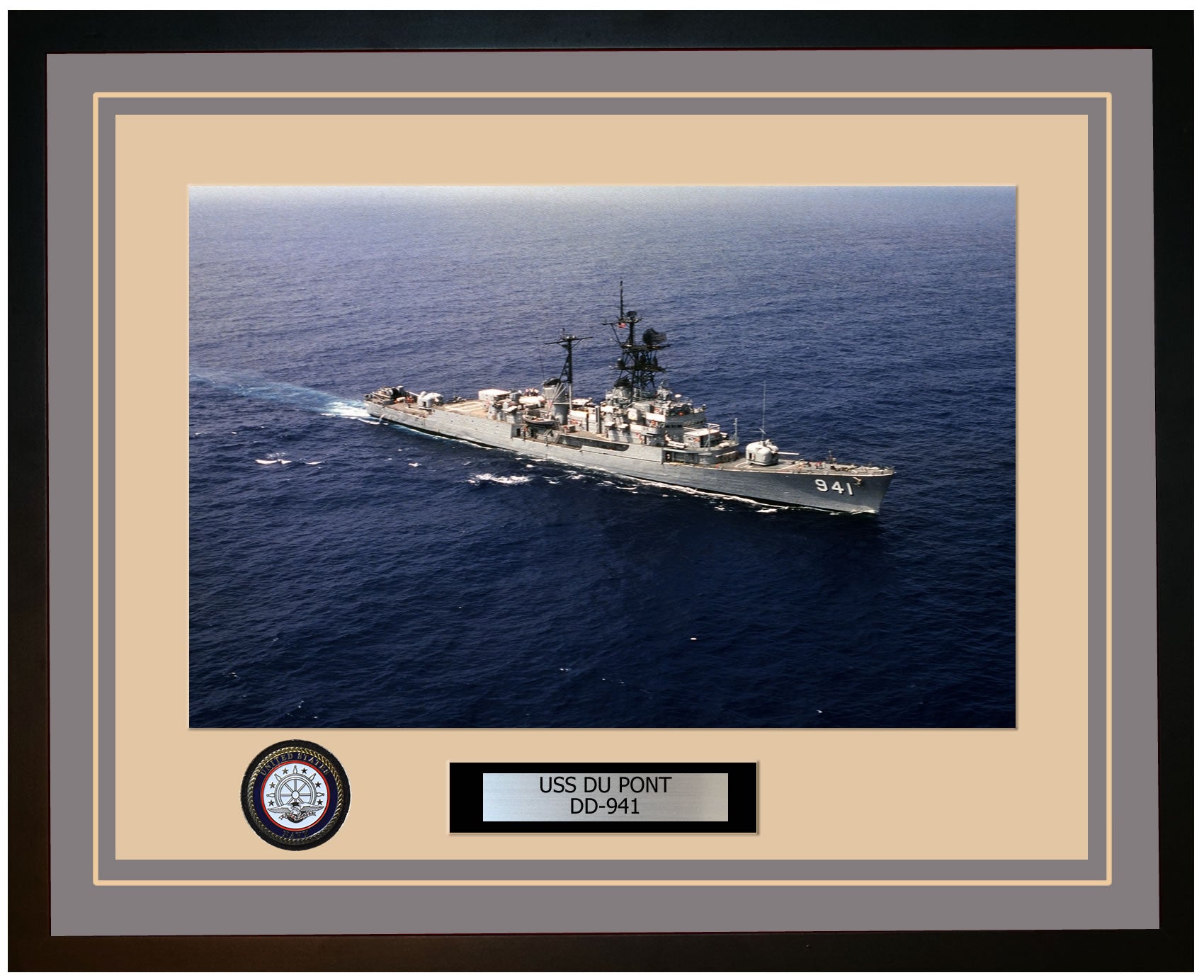 USS DU PONT DD-941 Framed Navy Ship Photo Grey