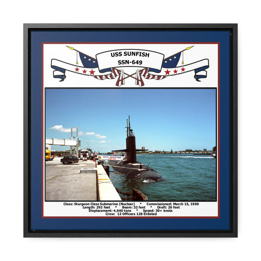 USS Sunfish SSN-649 Navy Floating Frame Photo Front View