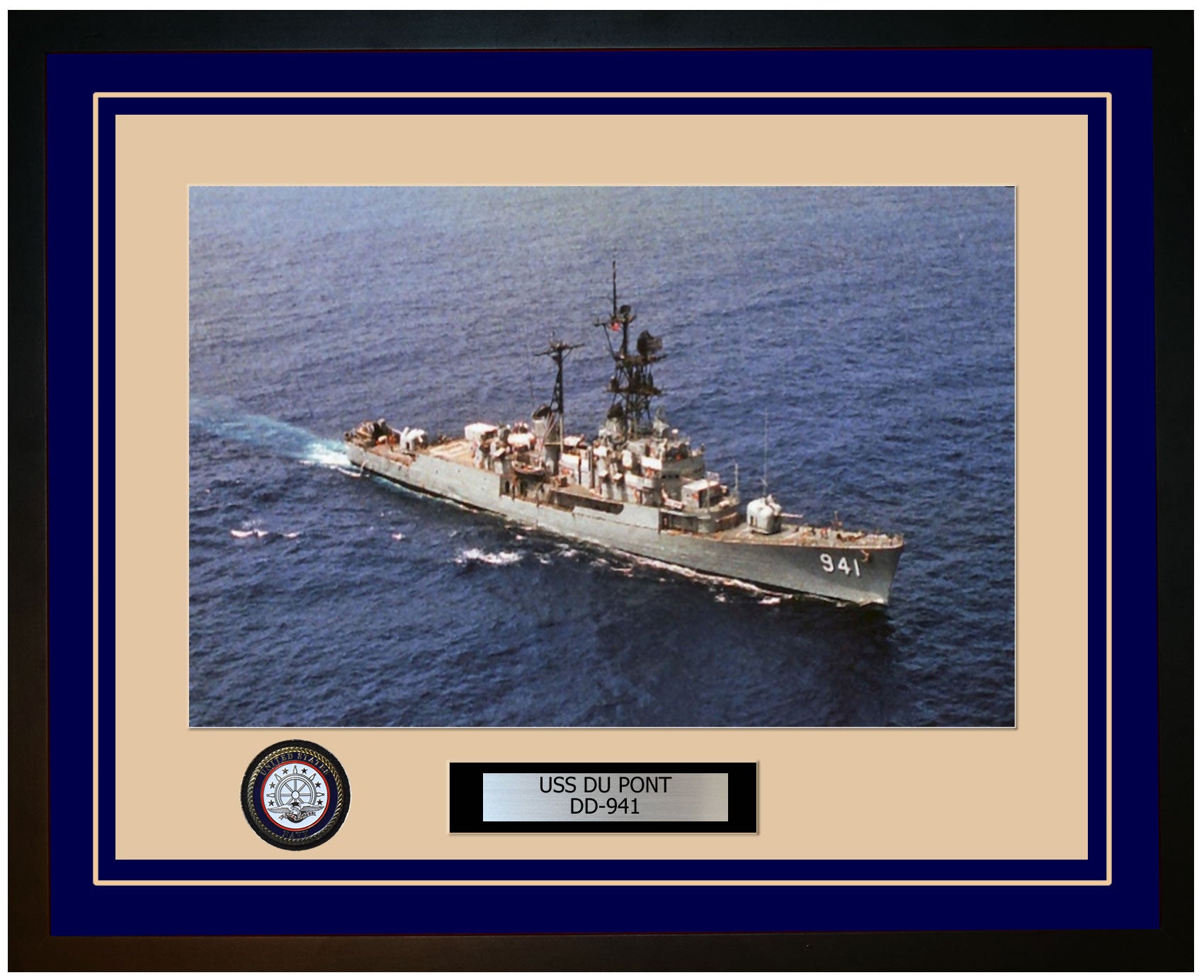 USS DU PONT DD-941 Framed Navy Ship Photo Blue
