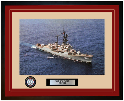 USS DU PONT DD-941 Framed Navy Ship Photo Burgundy