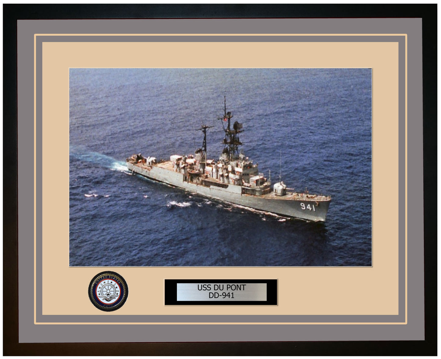 USS DU PONT DD-941 Framed Navy Ship Photo Grey