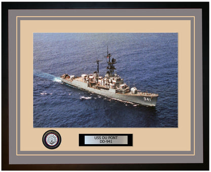 USS DU PONT DD-941 Framed Navy Ship Photo Grey