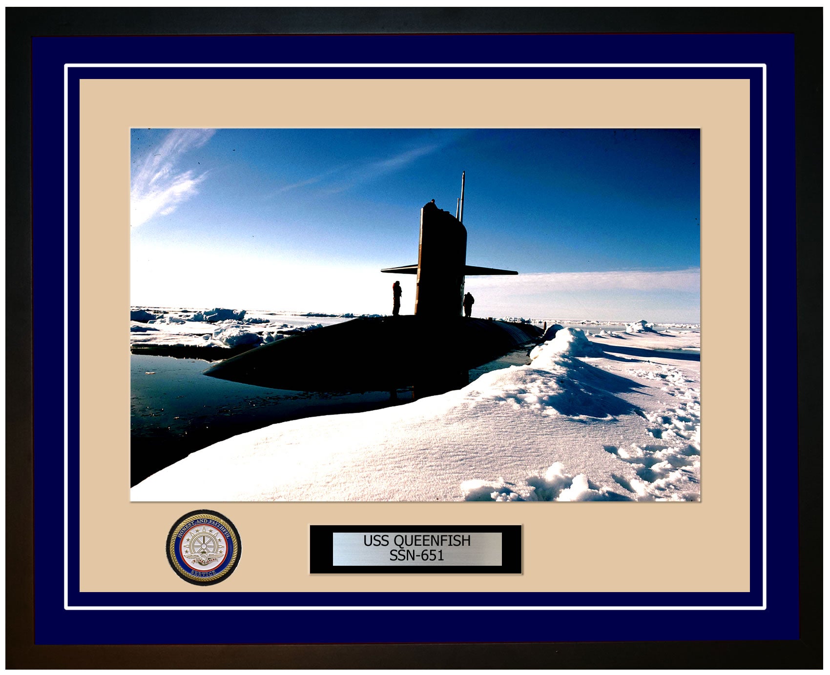 USS Queenfish SSN-651 Framed Navy Ship Photo Blue