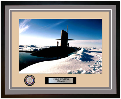 USS Queenfish SSN-651 Framed Navy Ship Photo Grey