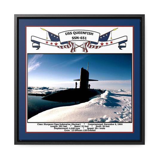 USS Queenfish SSN-651 Navy Floating Frame Photo Front View