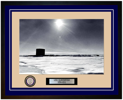 USS Queenfish SSN-651 Framed Navy Ship Photo Blue