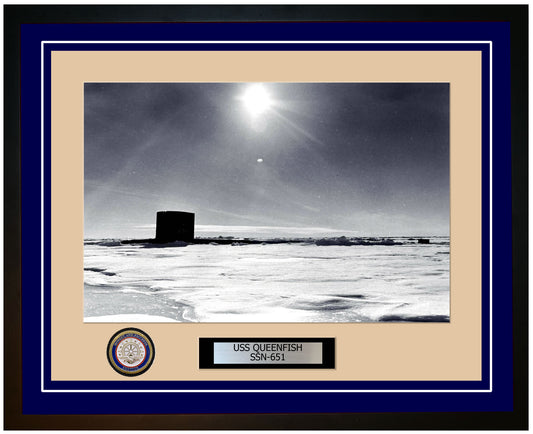 USS Queenfish SSN-651 Framed Navy Ship Photo Blue