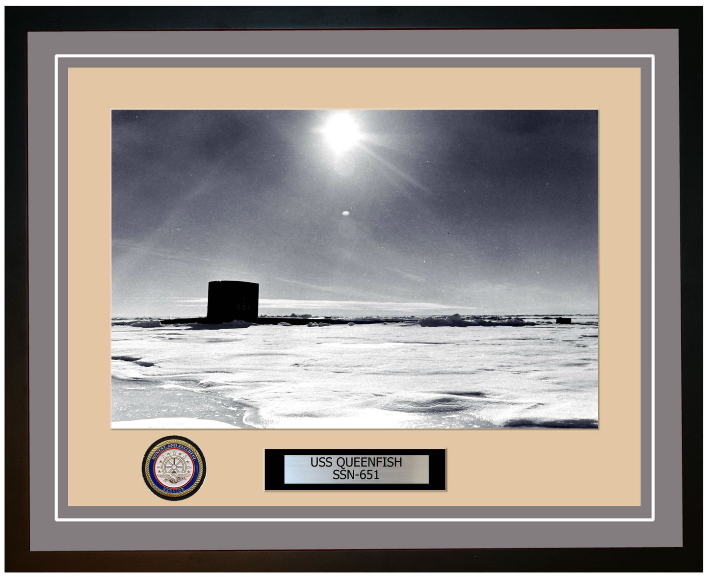 USS Queenfish SSN-651 Framed Navy Ship Photo Grey