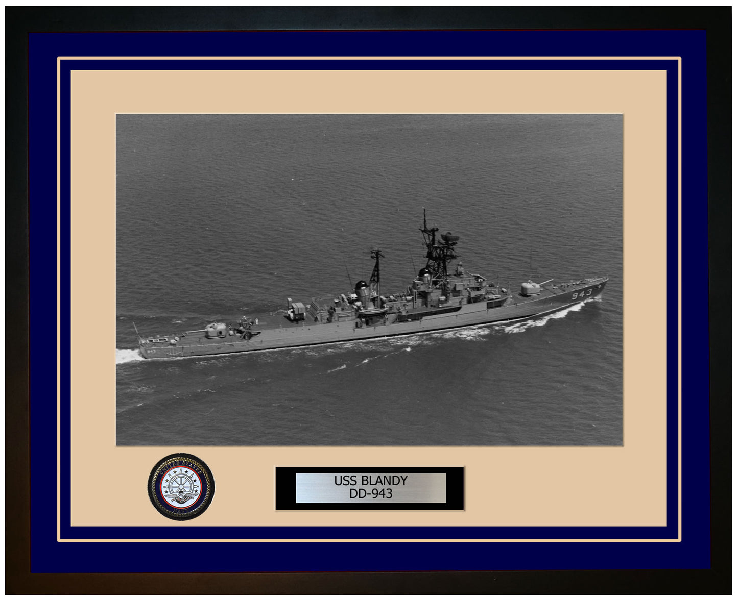 USS BLANDY DD-943 Framed Navy Ship Photo Blue