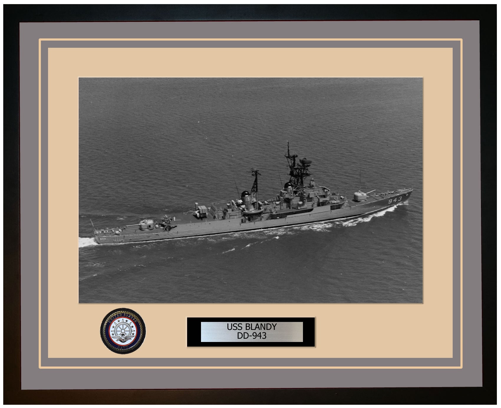 USS BLANDY DD-943 Framed Navy Ship Photo Grey