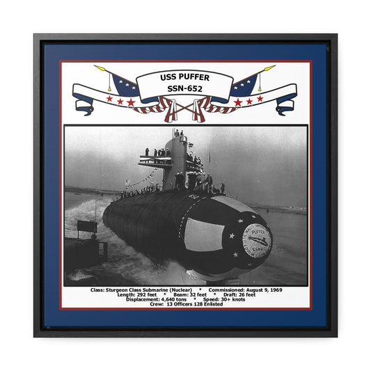 USS Puffer SSN-652 Navy Floating Frame Photo Front View