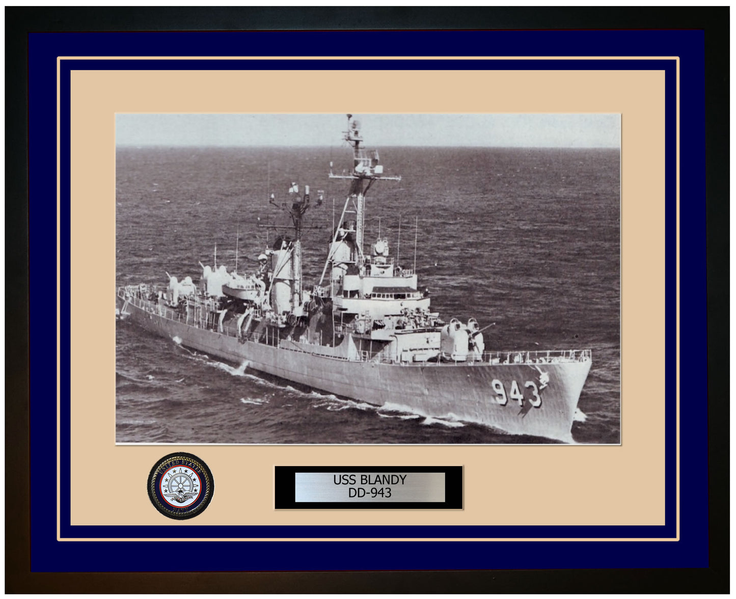 USS BLANDY DD-943 Framed Navy Ship Photo Blue