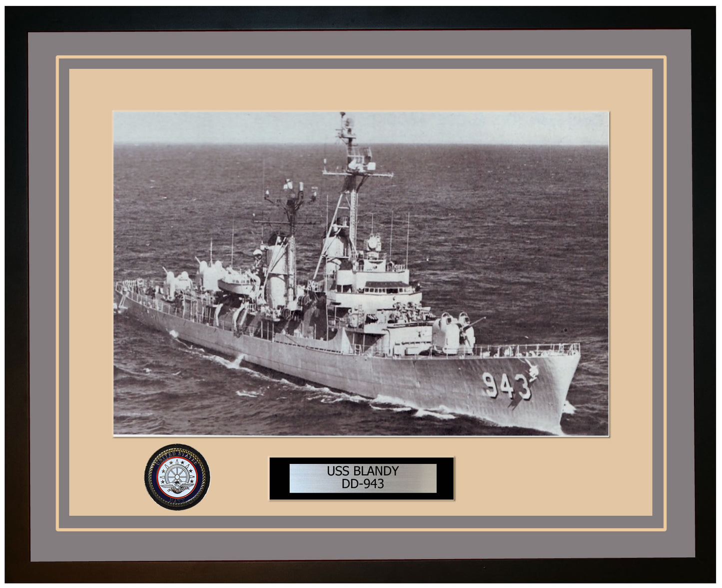 USS BLANDY DD-943 Framed Navy Ship Photo Grey