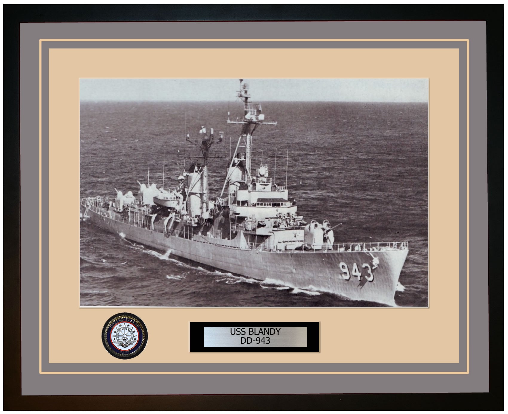 USS BLANDY DD-943 Framed Navy Ship Photo Grey