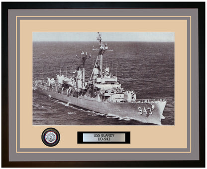 USS BLANDY DD-943 Framed Navy Ship Photo Grey