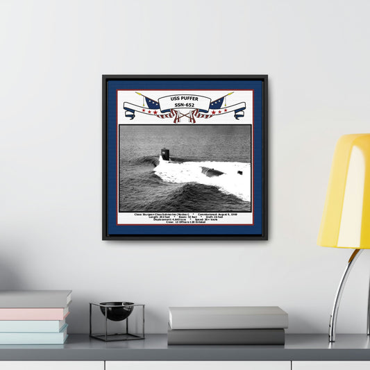 USS Puffer SSN-652 Navy Floating Frame Photo Desk View