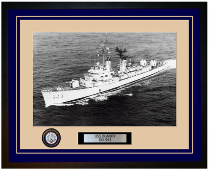USS BLANDY DD-943 Framed Navy Ship Photo Blue