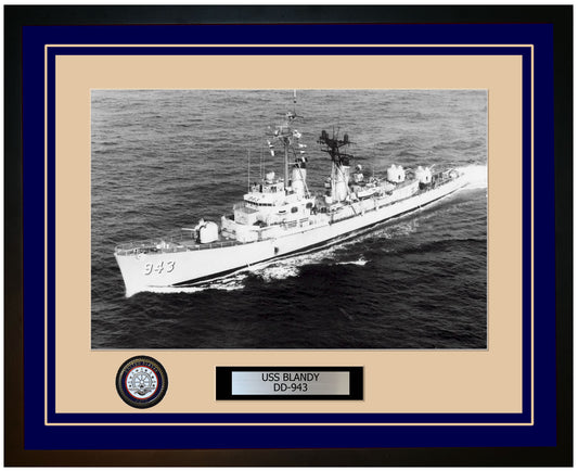 USS BLANDY DD-943 Framed Navy Ship Photo Blue