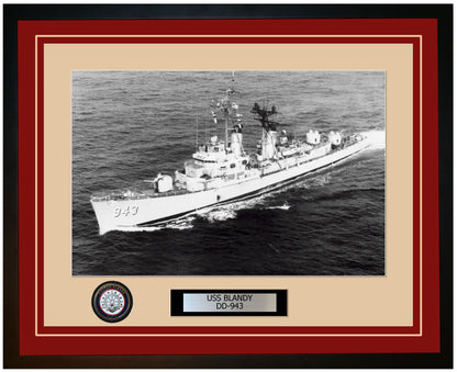USS BLANDY DD-943 Framed Navy Ship Photo Burgundy