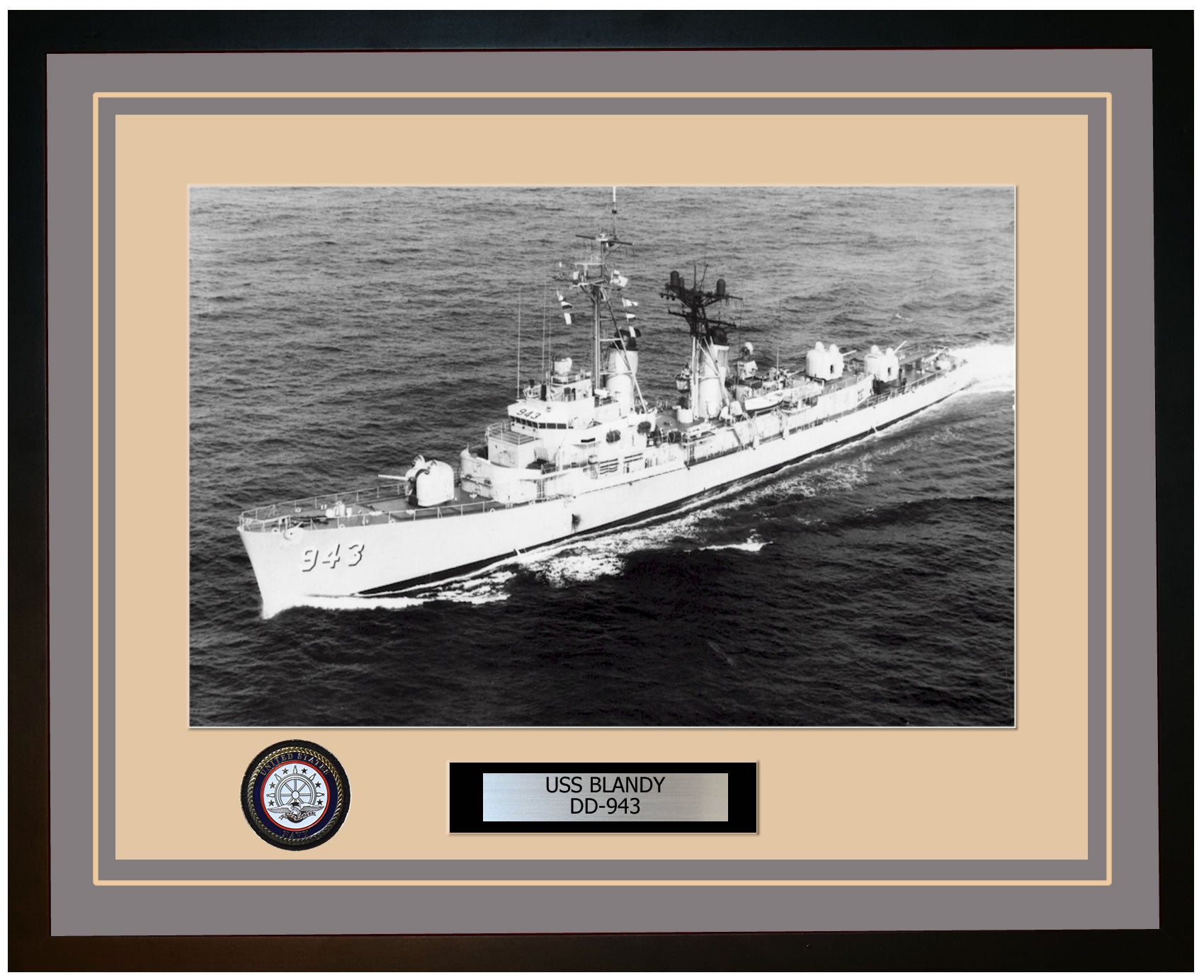 USS BLANDY DD-943 Framed Navy Ship Photo Grey
