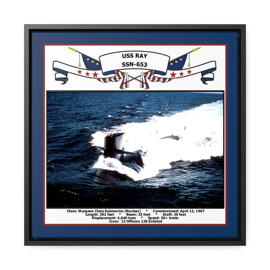 USS Ray SSN-653 Navy Floating Frame Photo Front View