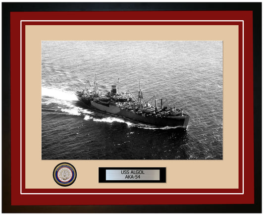 USS Algol AKA-54 Framed Navy Ship Photo Burgundy