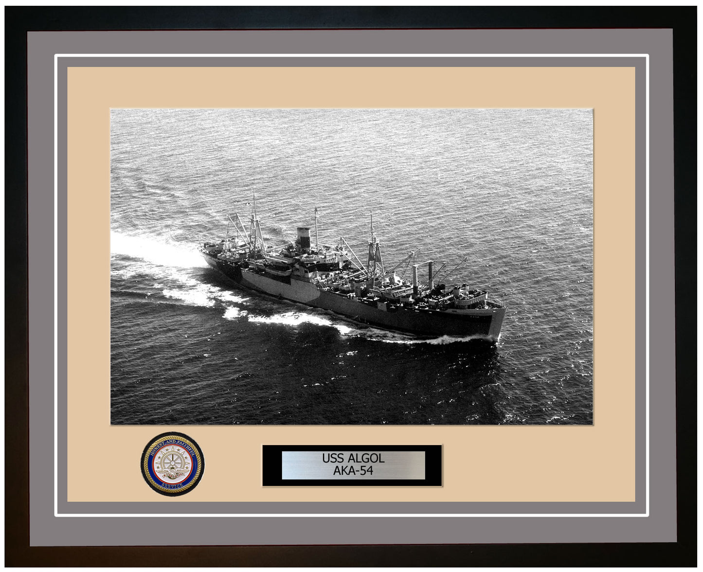 USS Algol AKA-54 Framed Navy Ship Photo Grey