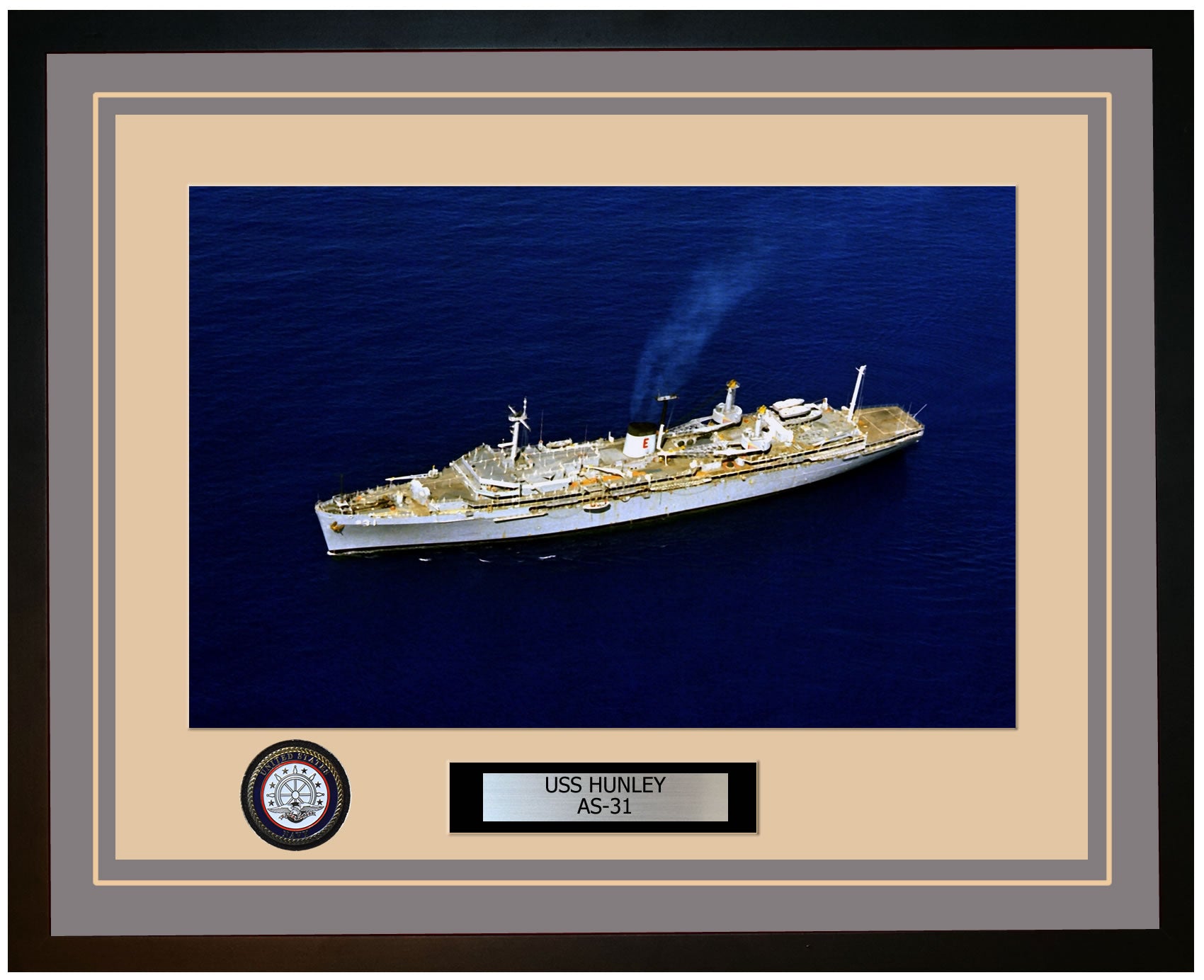 USS HUNLEY AS-31 Framed Navy Ship Photo Grey