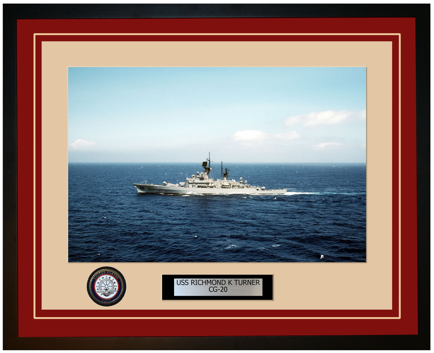 USS RICHMOND K TURNER CG-20 Framed Navy Ship Photo Burgundy