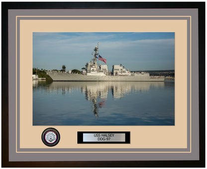USS HALSEY DDG-97 Framed Navy Ship Photo Grey