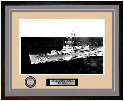 USS Joseph K Taussig DE-1030 Framed Navy Ship Photo Grey