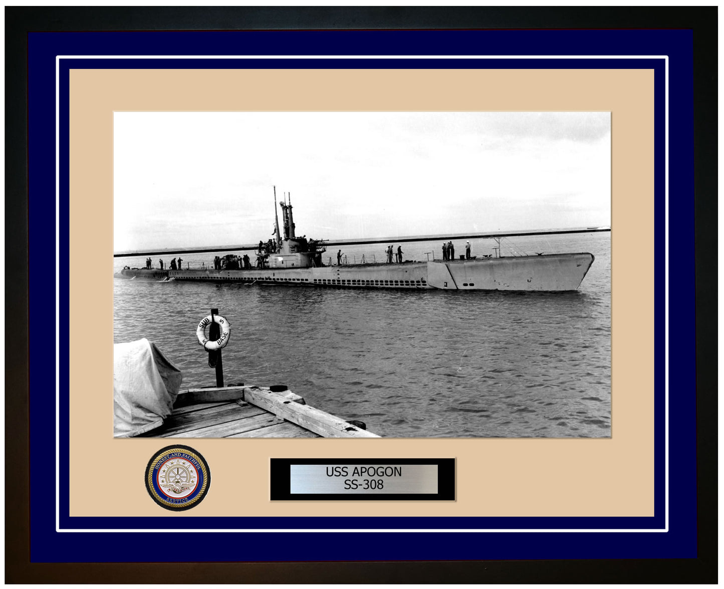 USS Apogon SS-308 Framed Navy Ship Photo Blue