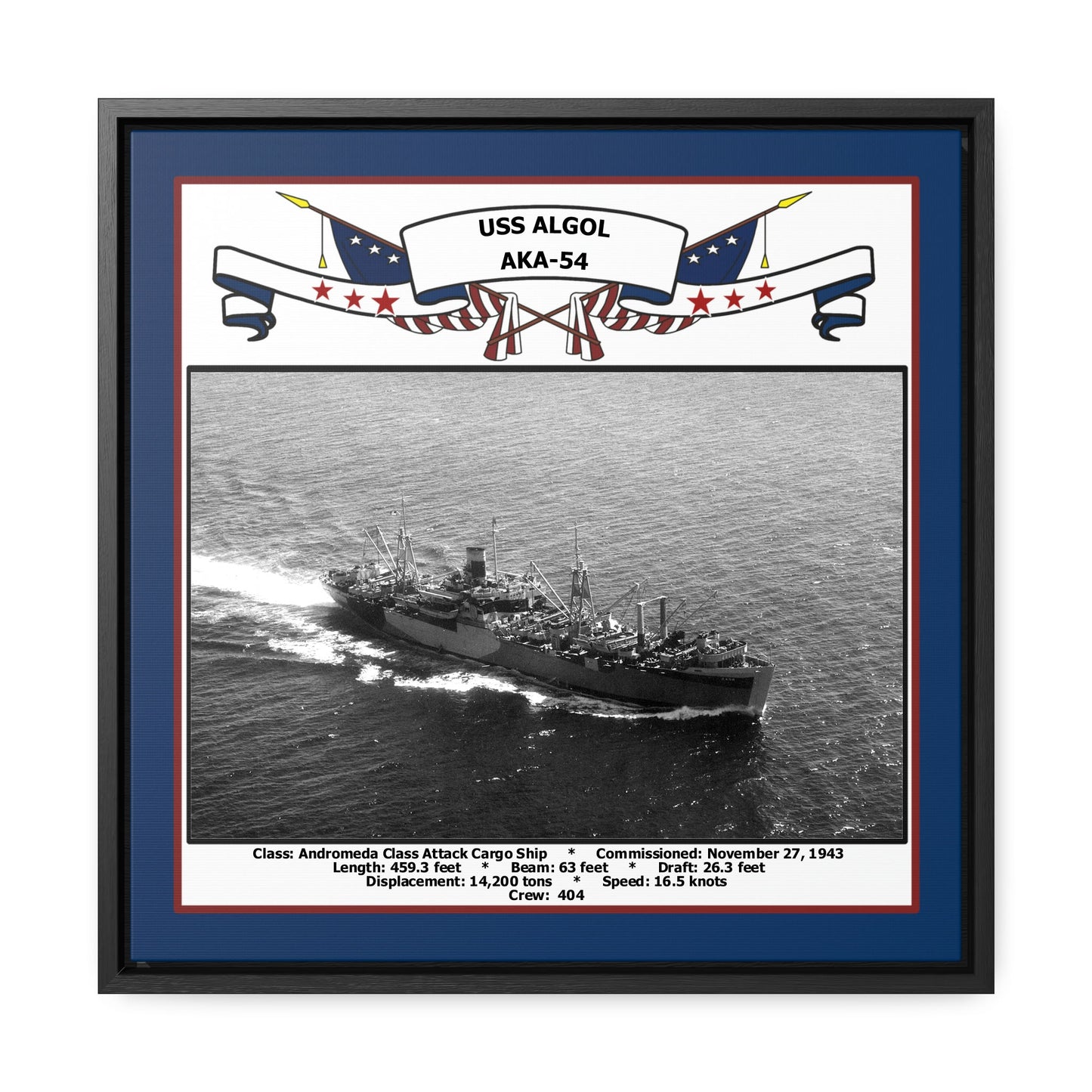USS Algol AKA-54 Navy Floating Frame Photo Front View