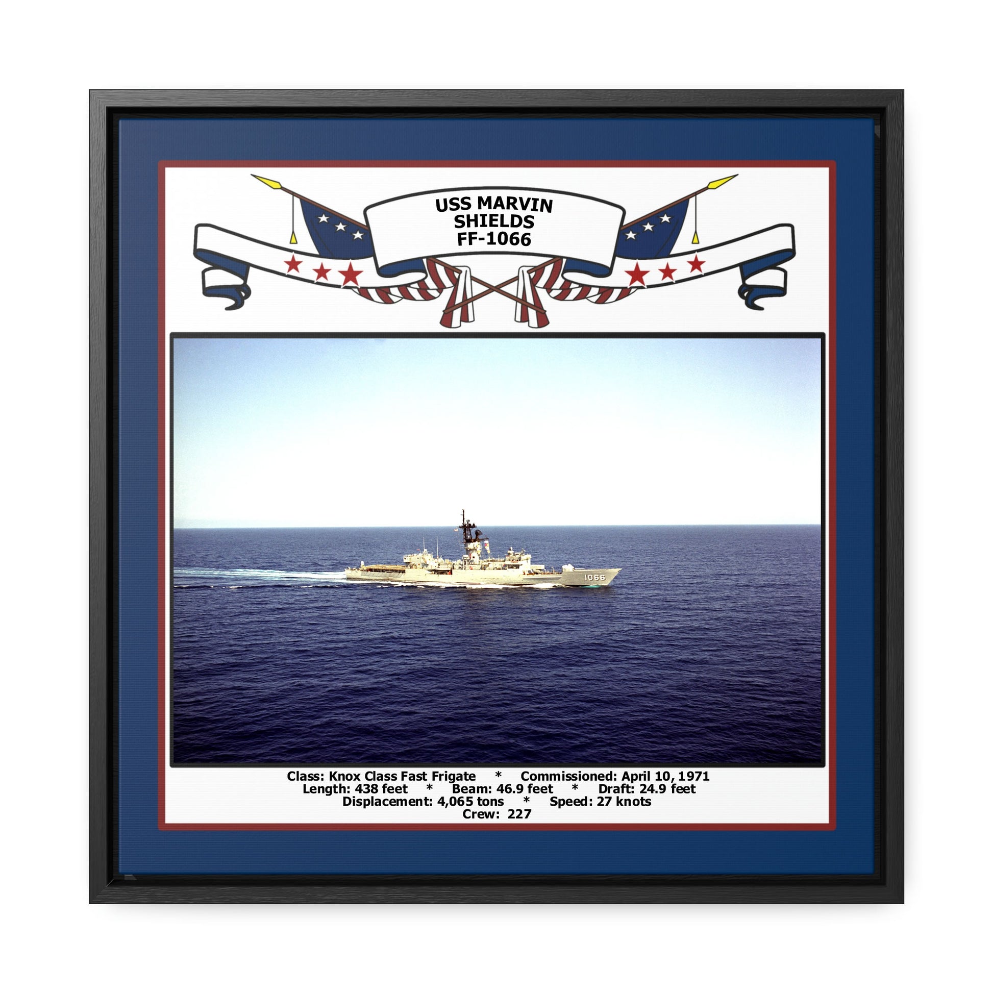 USS Marvin Shields FF-1066 Navy Floating Frame Photo Front View