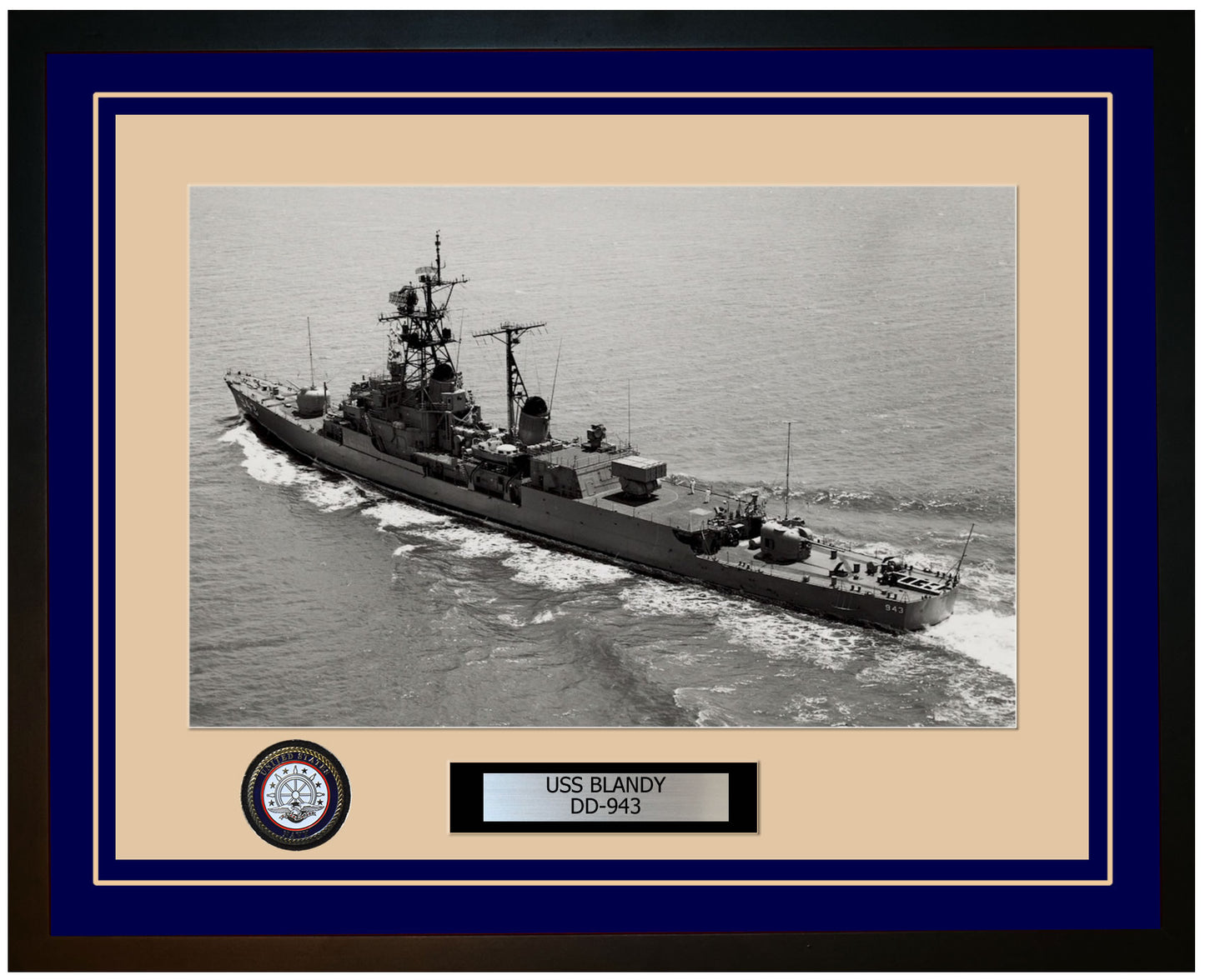 USS BLANDY DD-943 Framed Navy Ship Photo Blue