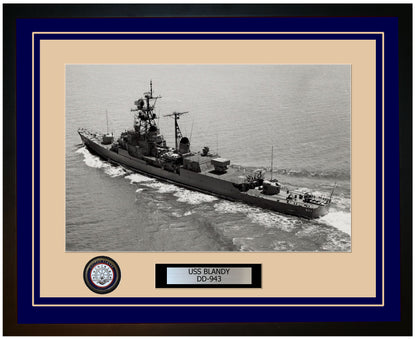 USS BLANDY DD-943 Framed Navy Ship Photo Blue