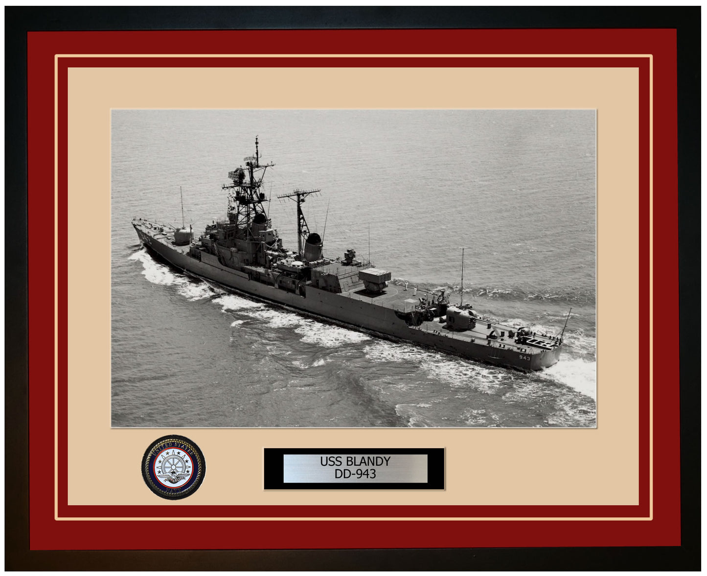USS BLANDY DD-943 Framed Navy Ship Photo Burgundy