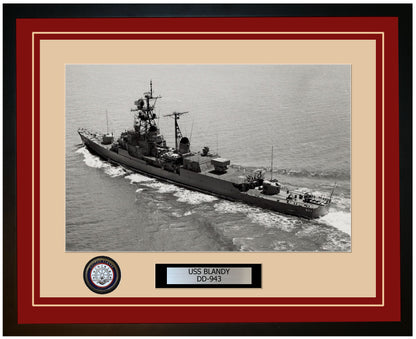 USS BLANDY DD-943 Framed Navy Ship Photo Burgundy
