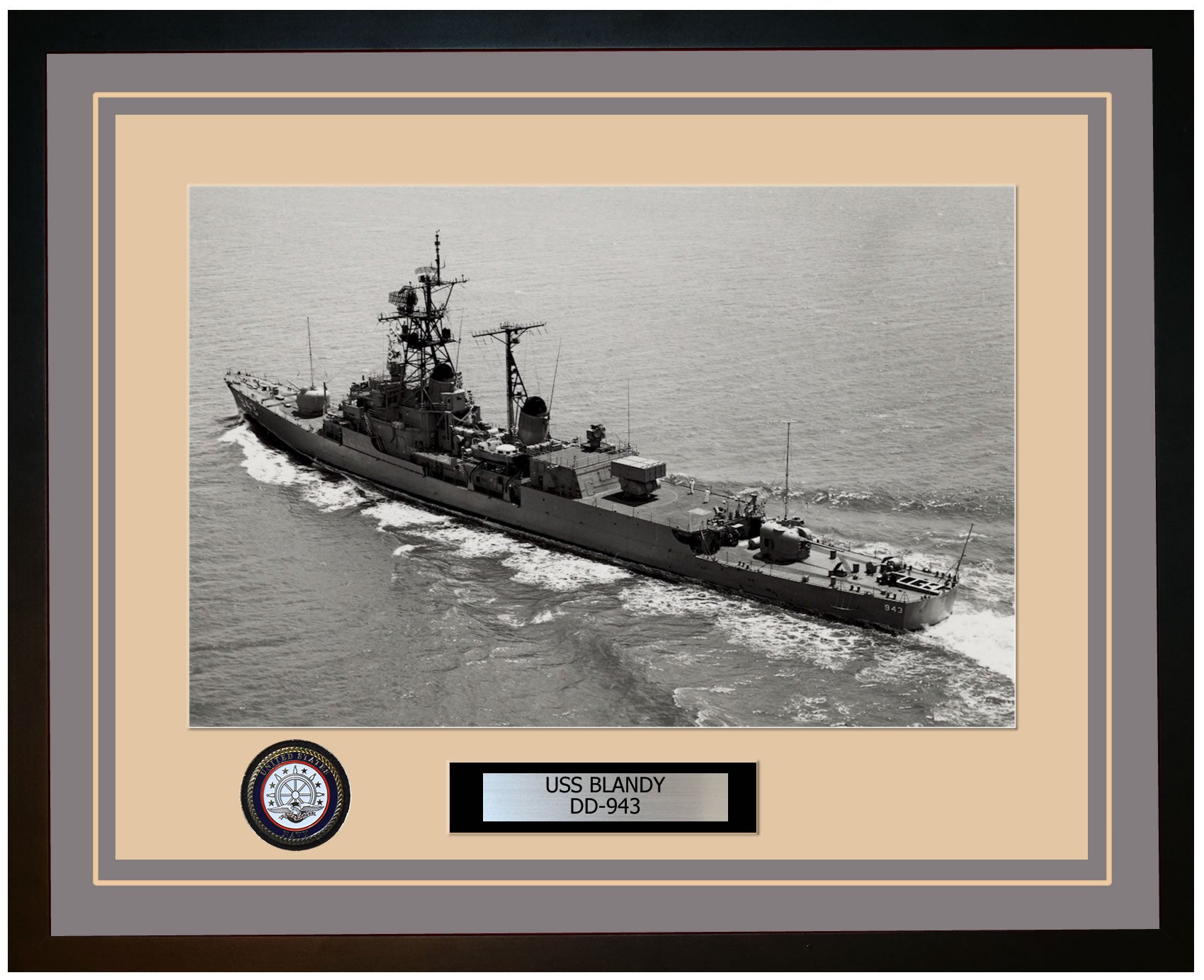 USS BLANDY DD-943 Framed Navy Ship Photo Grey