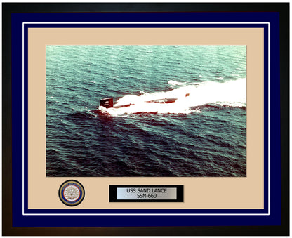 USS Sand Lance SSN-660 Framed Navy Ship Photo Blue