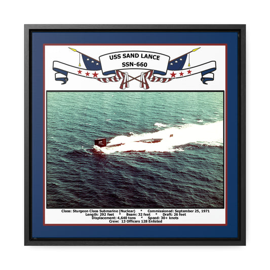 USS Sand Lance SSN-660 Navy Floating Frame Photo Front View