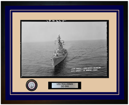 USS MULLINNIX DD-944 Framed Navy Ship Photo Blue