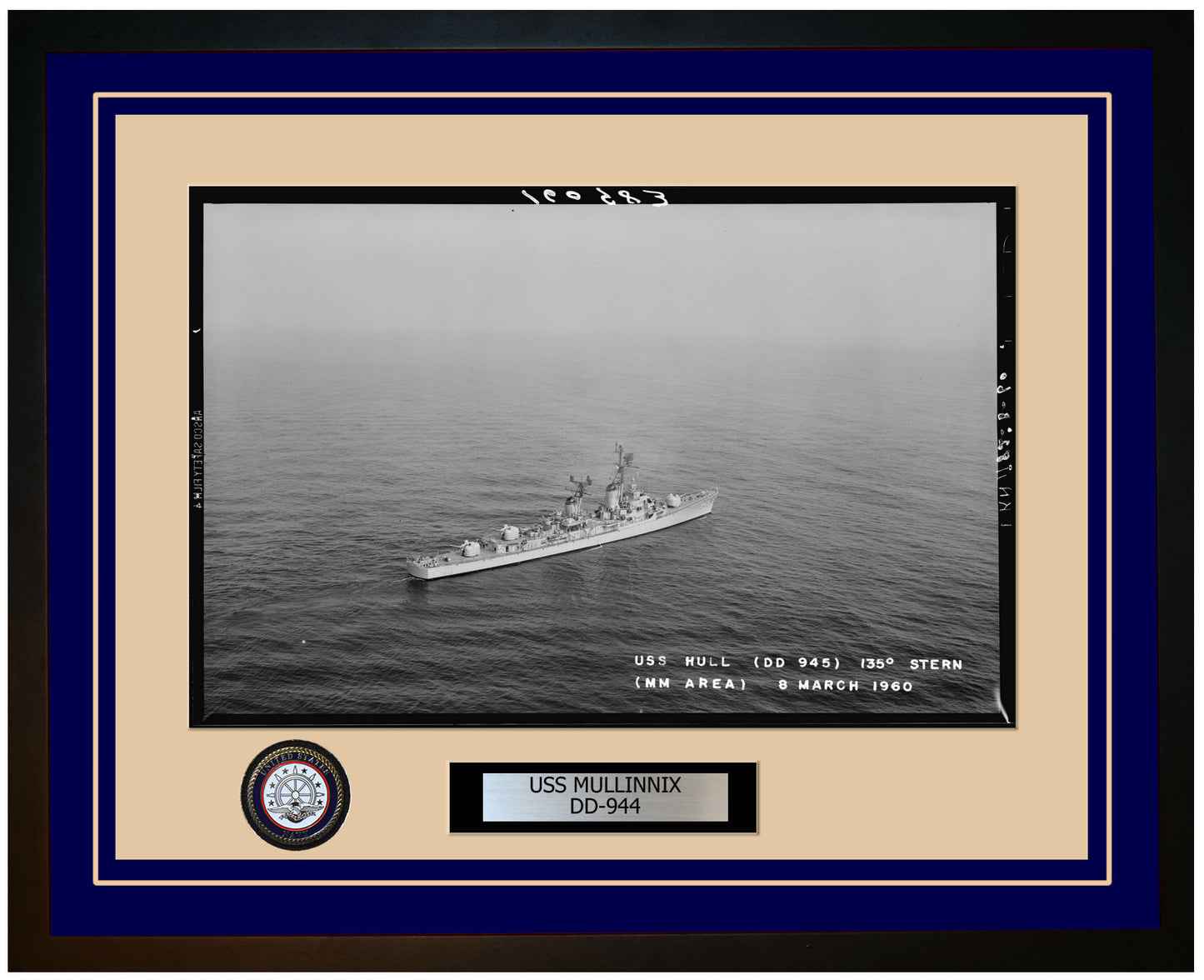 USS MULLINNIX DD-944 Framed Navy Ship Photo Blue