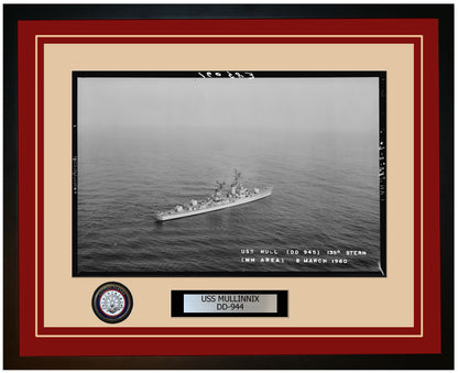 USS MULLINNIX DD-944 Framed Navy Ship Photo Burgundy
