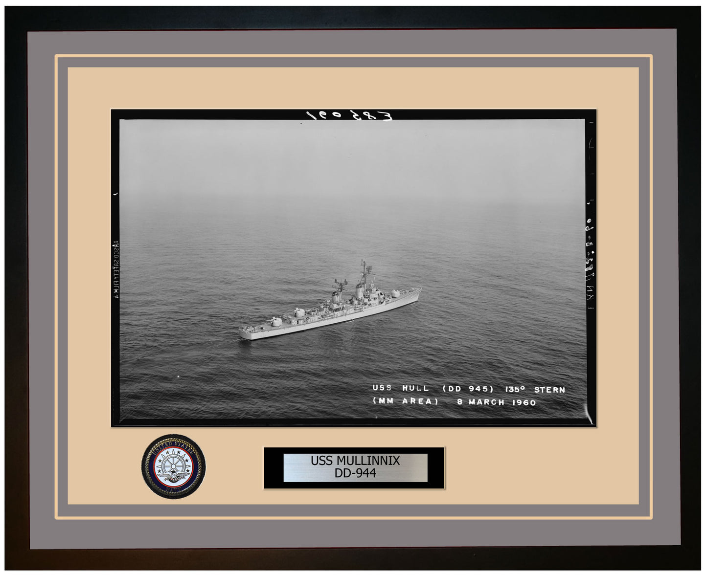 USS MULLINNIX DD-944 Framed Navy Ship Photo Grey