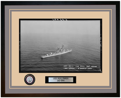 USS MULLINNIX DD-944 Framed Navy Ship Photo Grey