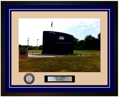 USS Lapon SSN-661 Framed Navy Ship Photo Blue