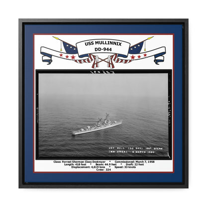 USS Mullinnix DD-944 Navy Floating Frame Photo Front View